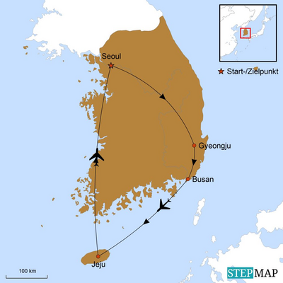 Reiseverlauf Südkorea Kulturreise 