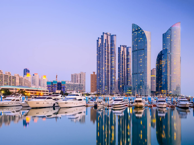 Sykline über Busan City, Haeundae District, Südkorea Reise