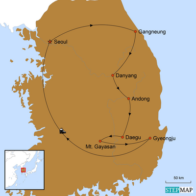 Reiseroute, Natur- und Wanderparadies, Südkorea Reise